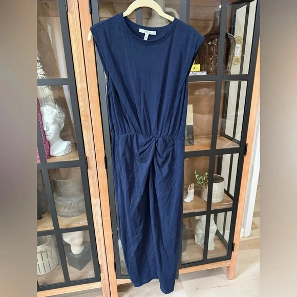 Derek Lam 10 Crosby navy Landry Twist-Front Jersey midi Dress sleeveless knot - Picture 2 of 7